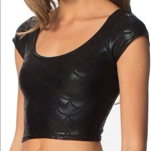 BlackMilk Mermaid Midnight Cap Sleeve Crop